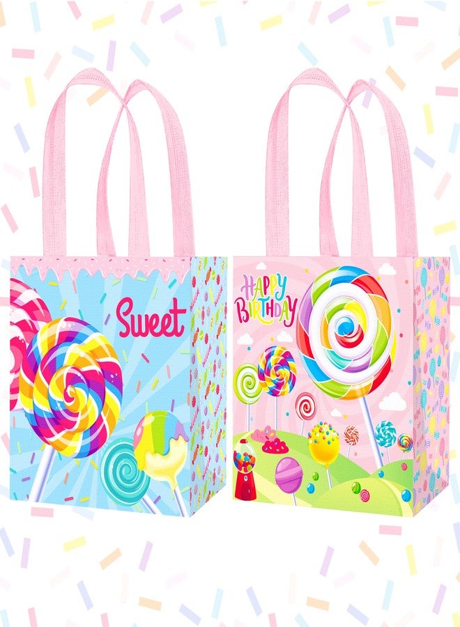 umoni Candyland Party Goodie Bag Lollipop Candy Tote Bags 12Pcs Sweet Candyland Treat Bags Birthday Handbag for Candy Theme Birthday Party Wedding Supplies - Image 1